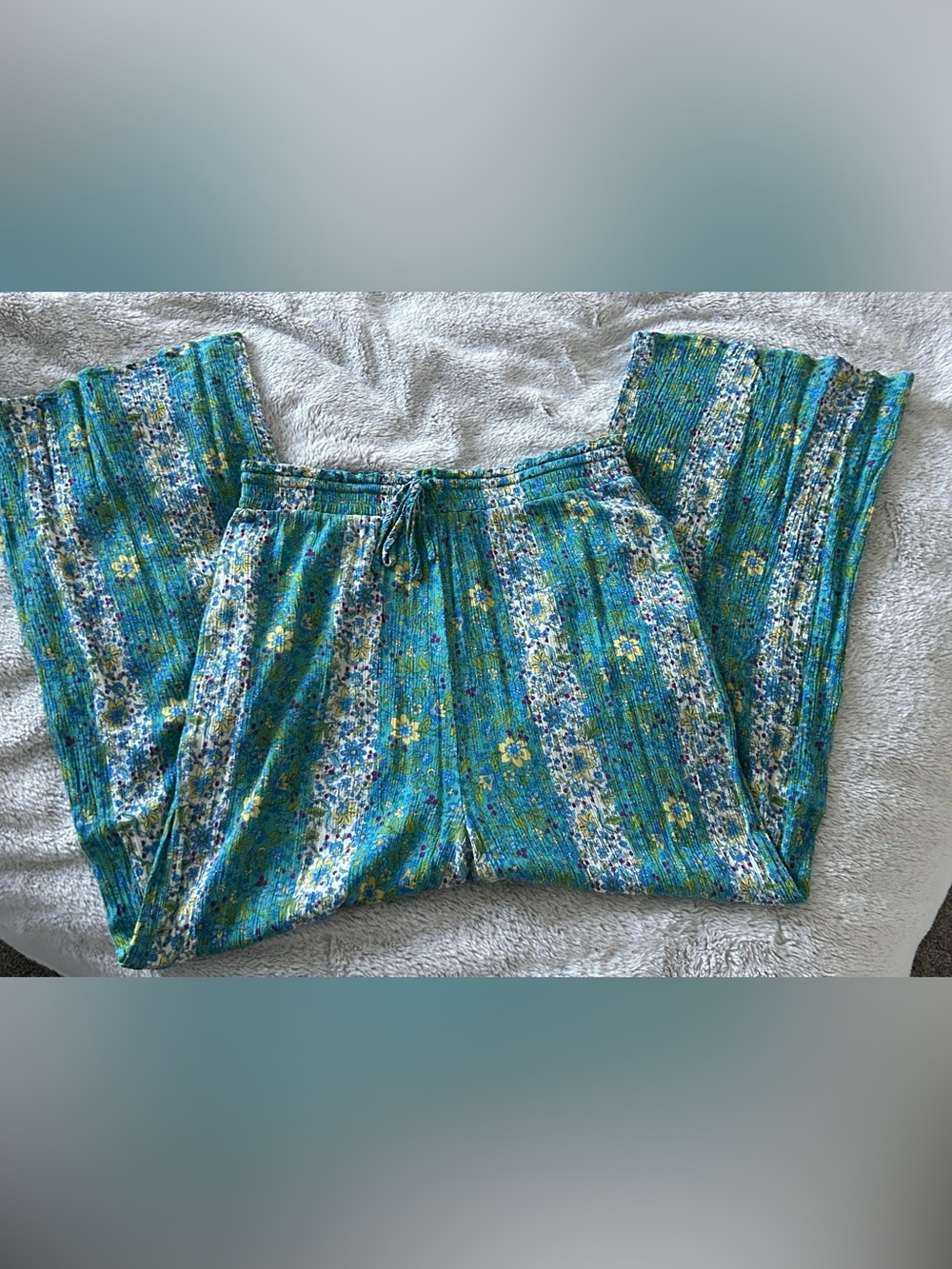 easel Teal Floral Drawstring Kids Leggings